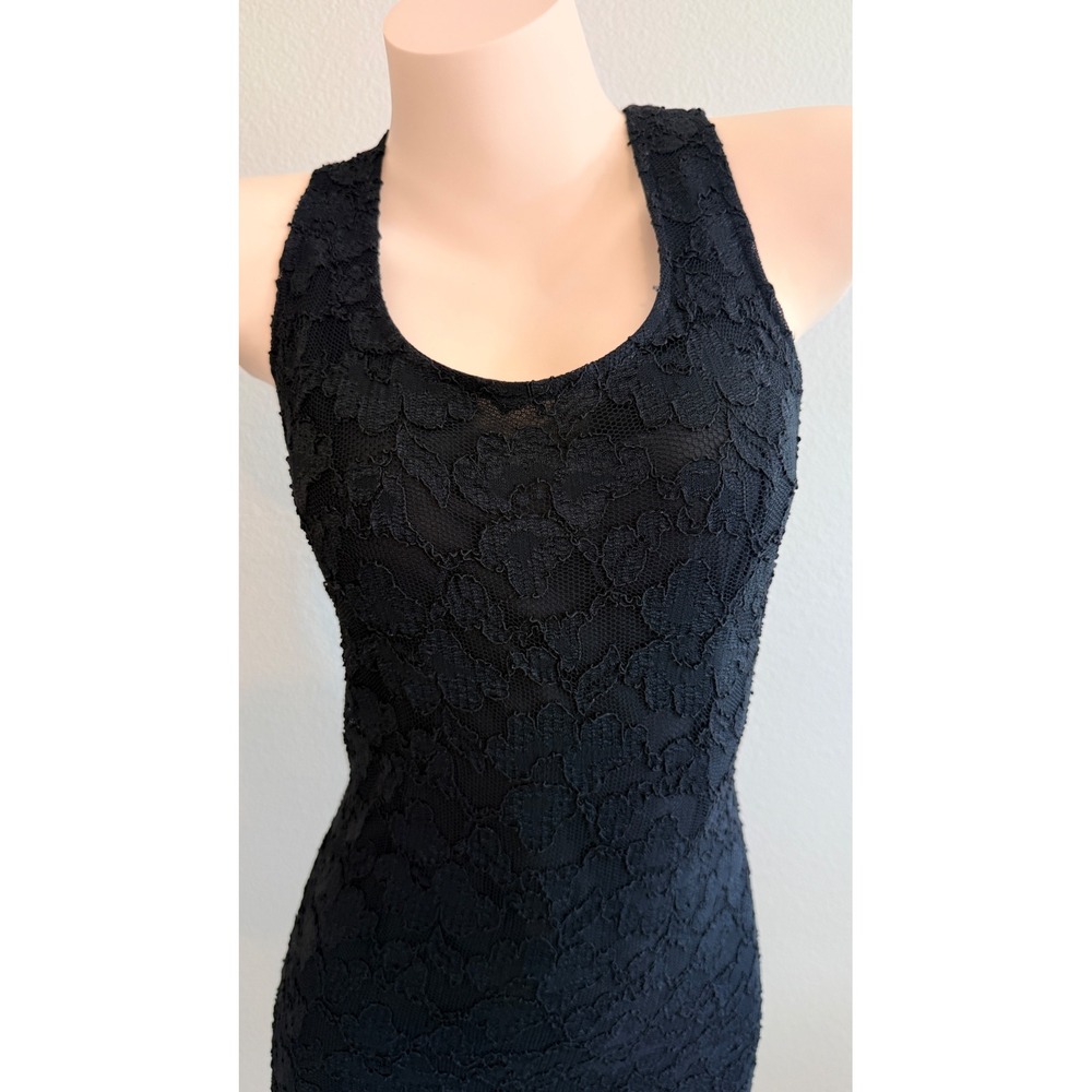 Rampage VTG 90s Y2K Stretch Lace Corset Tie Back Black Mini Dress S - Picture 3 of 8